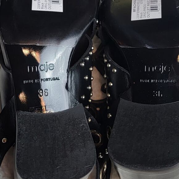 NIB Maje Ferma Eyelet Sandals in Black, Sz 36 / US 5-5.5 - Picture 8 of 13